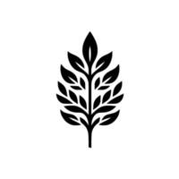 A Minimalist Black and White of a Stylized Leafy Branch, Symmetrical and Isolated on a Clean White Backdrop. vector