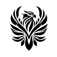 Bold Black and White of a Soaring Eagle with UpwardStretching Wings Against White Backdrop, Illustrative. vector
