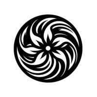 Intricate Black and White Circular Mandala A Symmetric, Geometric Floral Pattern on a White Background, Illustrating Balance. vector