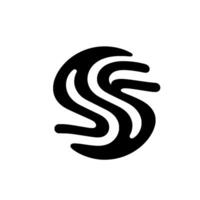 Bold Black Sshaped with layered curves and soft edges, centered on a minimalist white background. vector