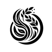 Black and White YinYang Inspired with Flowing Lines and Organic Leaf Element, Symbolizing Harmony and Balance. vector
