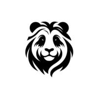 A , stylized black and white illustration of a panda bears face, conveying a calm and approachable demeanor against a clean white backdrop, ideal for branding. vector