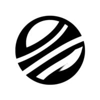 A minimalist black and white featuring a circular shape with angled white stripes and a contrasting black interior, set against a clean white background. vector
