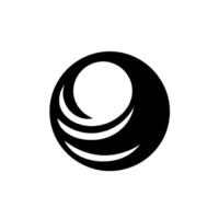 Abstract Black and White A Geometric Orb with Curved Lines and Negative Space on a White Background. vector