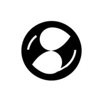 Abstract Black Circle with Two White TearDrop Shapes and Curved Lines on a White Background, Creating a Simple, Minimalist . vector