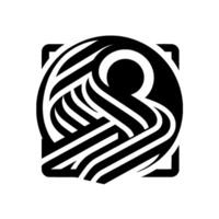 Abstract Black and White with a Circular and Square Frame, Featuring Flowing Lines and a Geometric Ambigram. vector
