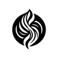 Symmetric Black White Emblem Abstract of Wavy Lines within a Circular Frame, Modern and Minimalist. vector