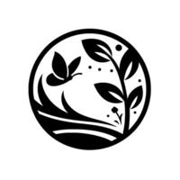 Black and White Circular Nature Butterfly, Flora, and Landscape Elements Framed within a Circle. vector