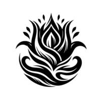 Abstract Black Lotus A stylized of a lotus flower, rendered in bold black lines, with layered petal forms on a stark white background. vector