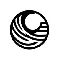 Bold Black and White Circular Abstract Interplay of Wavelike Shapes and Geometric Forms Inside a Circle. vector