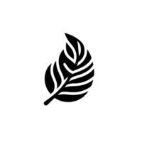 Black and white stylized leaf illustration with circular base, minimalistic on a bright white background. vector