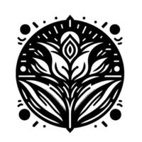 Intricate Black and White Floral Mandala with Geometric Elements and Circular Frame on a Bright White Background vector