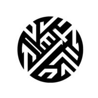 Geometric Maze A stark, highcontrast black and white circular features a complex mazelike pattern with sharp angles and overlapping lines, creating a sense of intricacy. vector