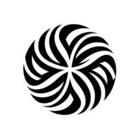 A stark, symmetrical black and white composition featuring a swirling, organicinspired spherical form on a clean white background, evoking movement. vector
