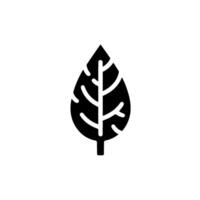 A simplified, stylized black leaf on a white background, embodying natures essence with minimalist . vector