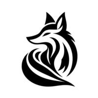 Stylized Black and White Fox A Minimalist Depicting a Curled, Abstract Fox with Sleek Lines and Flowing Forms. vector