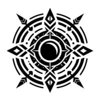Intricate Black and White Sacred Geometry Circular, Symmetrical, and Modern Symbolic with Geometric Shapes and Detailed Lines. vector