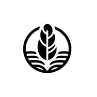 Minimalist Black and White A stylized feather within a circle, suggesting growth and harmony. vector