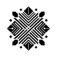 Geometric Black and White Mandala with Lines and Shapes, Symmetrical Composition on a White Background. vector