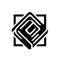 Abstract Geometric A dynamic black and white composition features a spiraling, layered shape within a square frame on a textured, offwhite background, creating a visually complex and modern a vector