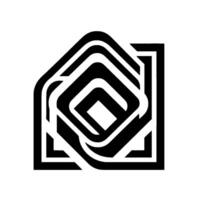 Abstract geometric black and white with nested square and diamondlike shapes, conveying a sense of structure and modern minimalism. vector