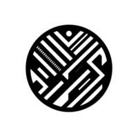 Abstract Geometric in Circular Form A study in black and white, featuring angular lines, and a minimalist dot in the center, emphasizing contrast and modern aesthetics. vector