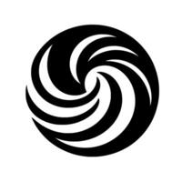 Bold monochrome spiral composed of curving black and white segments, creating a dynamic, swirling effect on a clean white background. vector
