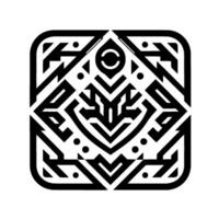 Bold Geometric Black and White Patterned Square with Interlocking Shapes, Minimalist , Art vector