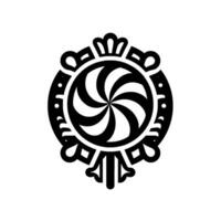 Ornate Black and White Swirl Lollipop in Decorative Frame, a symmetrical with a simple background. vector