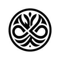 Intricate Geometric Mandala Black and White Circular with Organic and Looping Shapes, Enclosed by a Border. vector