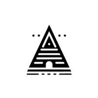 Minimalist Black and White Geometric Pyramid with Portal and Dot Accents, Representing Structure and Mystery. vector