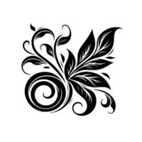 Elegant Black and White Floral A stylized botanical composition featuring swirling tendrils and stylized leaves against a clean, neutral backdrop. vector