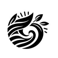 Abstract Black White Featuring Leaves, Flowing Lines, and Spiraling Elements, Suggesting Growth and Movement. vector