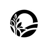 Minimalist Black and White Circular Plant and Landscape Elements, Symbolic of Growth and Nature, Set Against a White Background vector