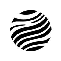 Abstract Black and White Sphere Swirling ZebraLike Stripes Within a Rounded Form, Isolated on White. vector