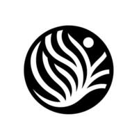Stylized Black and White A circular featuring abstract wavy lines and angular elements, alongside a small dot, suggesting nature or growth. vector