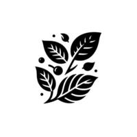Minimalist Black and White Illustration of Leaves and Berries, Arranged in a Natural, Decorative Composition, Evoking Simplicity and Organic Forms. vector