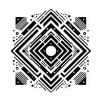 Symmetrical Black and White Geometric with Concentric Rhombus and Dot Accents vector