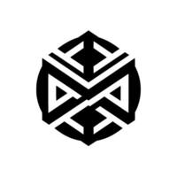 Geometric Illusion A striking black and white composition featuring an Escheresque D cubelike structure emerging from a dark circular background. vector