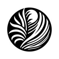 Abstract Monochrome Circle Intertwined Plant Forms, Evoking Balance and Harmony in Minimalist Aesthetics vector