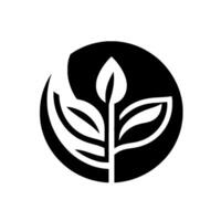 Elegant Black and White Featuring a Stylized Plant Within a Circular Frame, Exuding Nature and Organic Simplicity. vector