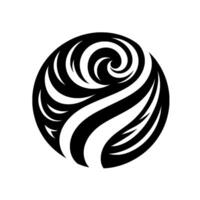 Monochromatic, swirling of a sphere formed by flowing black and white organic patterns, creating a sense of motion and harmony. vector