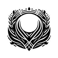 Geometric Black and White Circular with Floral and Geometric Elements, Symbolizing Balance and Harmony. vector