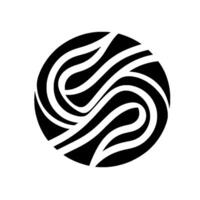 Abstract Black and White Circular Composed of Flowing Curved Stripes, Featuring a Bold Contrast and Modern Aesthetic on a White Background. vector
