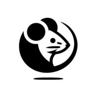 Minimalist Circular Featuring a Stylized Mouse Head in Black and White with Soft Shadow and a Clean Aesthetic. vector