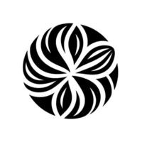 Abstract Black and White Floral Mandala Symmetrical Petal Arrangement within a Circular Frame on a White Background. vector
