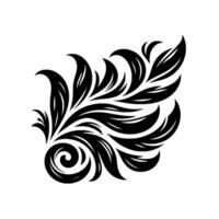 Elegant Black and White Floral Swirl A Stylized Botanical Motif on a Clean White Canvas, Emphasizing Curvilinear Lines. vector
