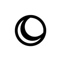Black Circle with Crescent Moon Within, Centered on a Textured White Background. vector