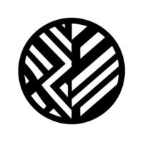 Bold Black and White Geometric Circular with Abstract Angular and Linear Elements. vector