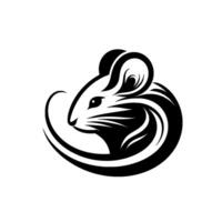 Elegant Black and White Mouse A Minimalist Featuring Curvilinear Lines and a Focused Gaze. vector